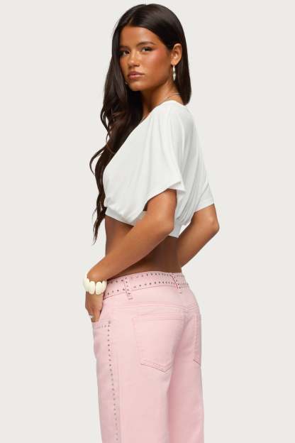Candela V Neck Crop Top - CREAM