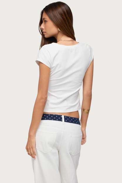 Penelopy Overlap V Neck Top - CREAM
