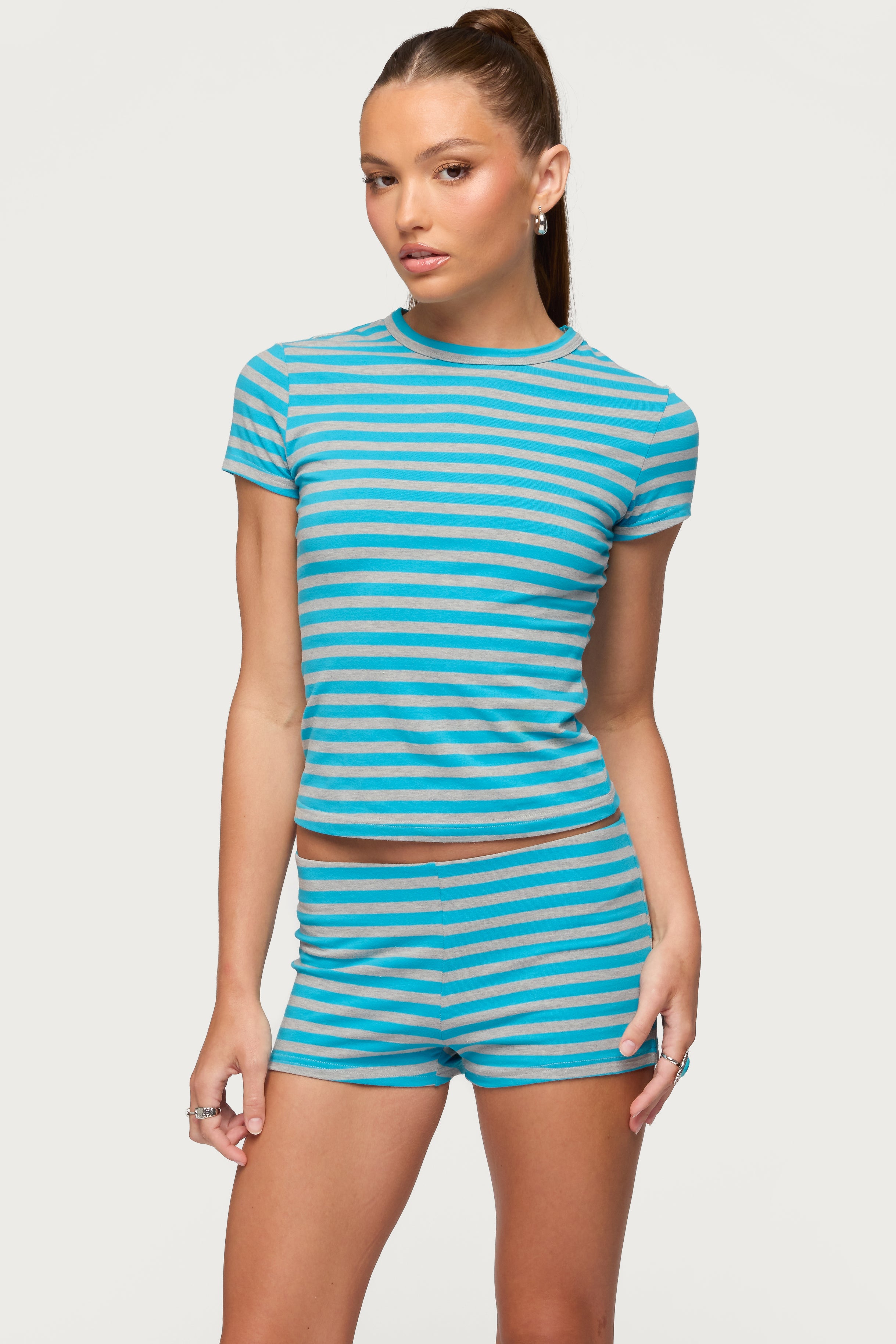 Isara Striped T Shirt - BLUE-AND-GRAY-MELANGE