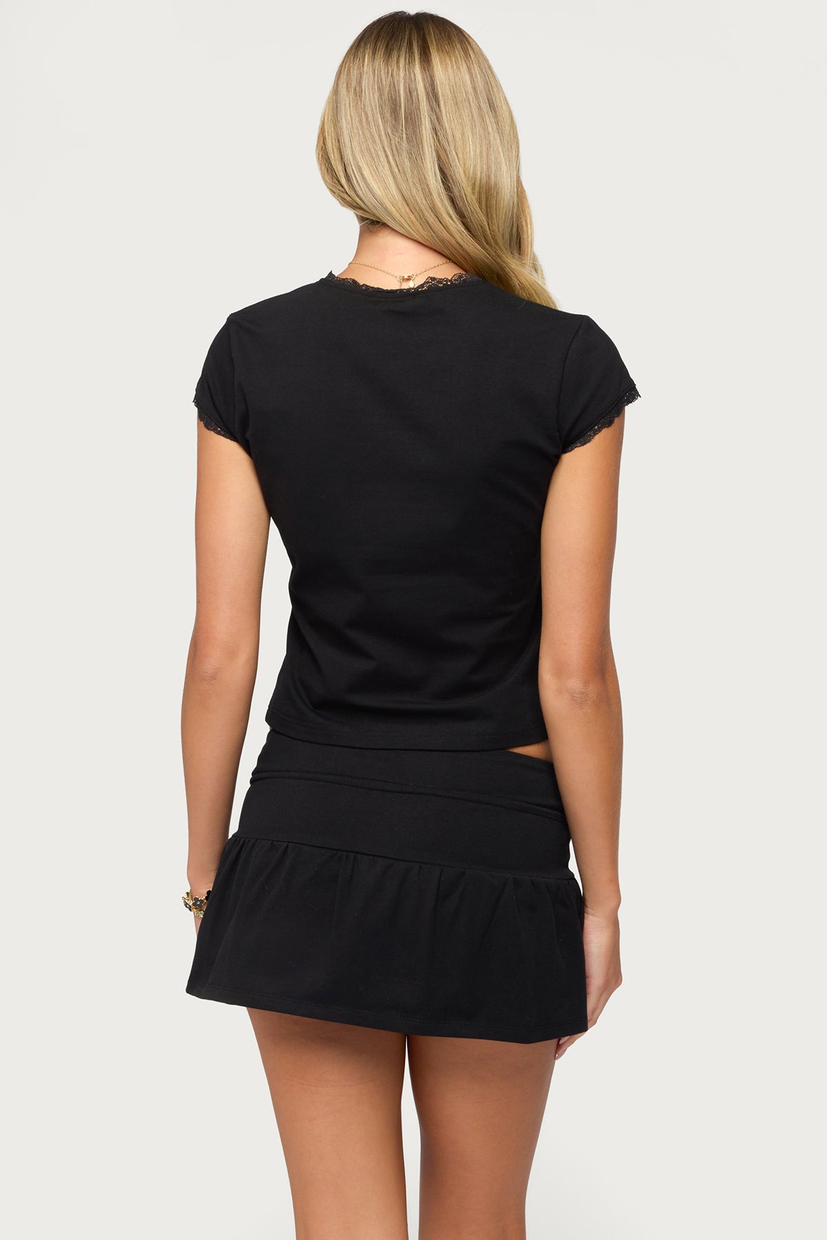 Yelena Lacey Button Up Top - BLACK