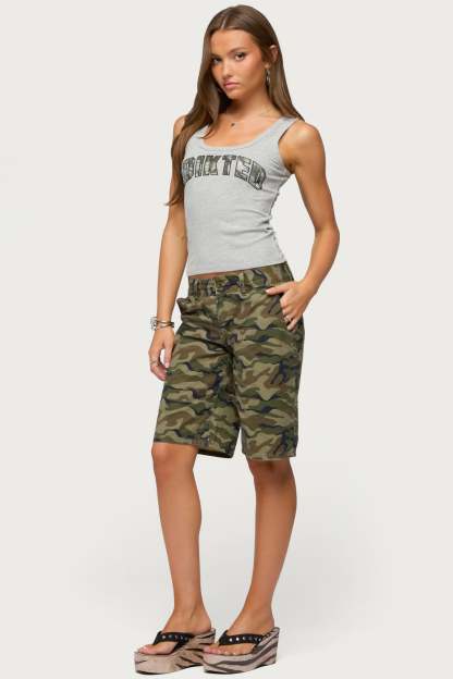 Edikted Girly Ribbed Tank Top - GRAY-MELANGE
