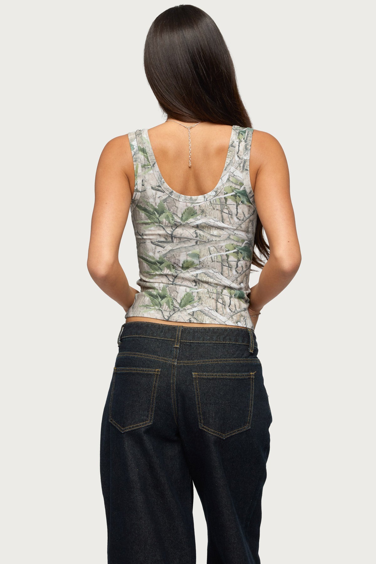 Edikted Girly Ribbed Tank Top - OLIVE