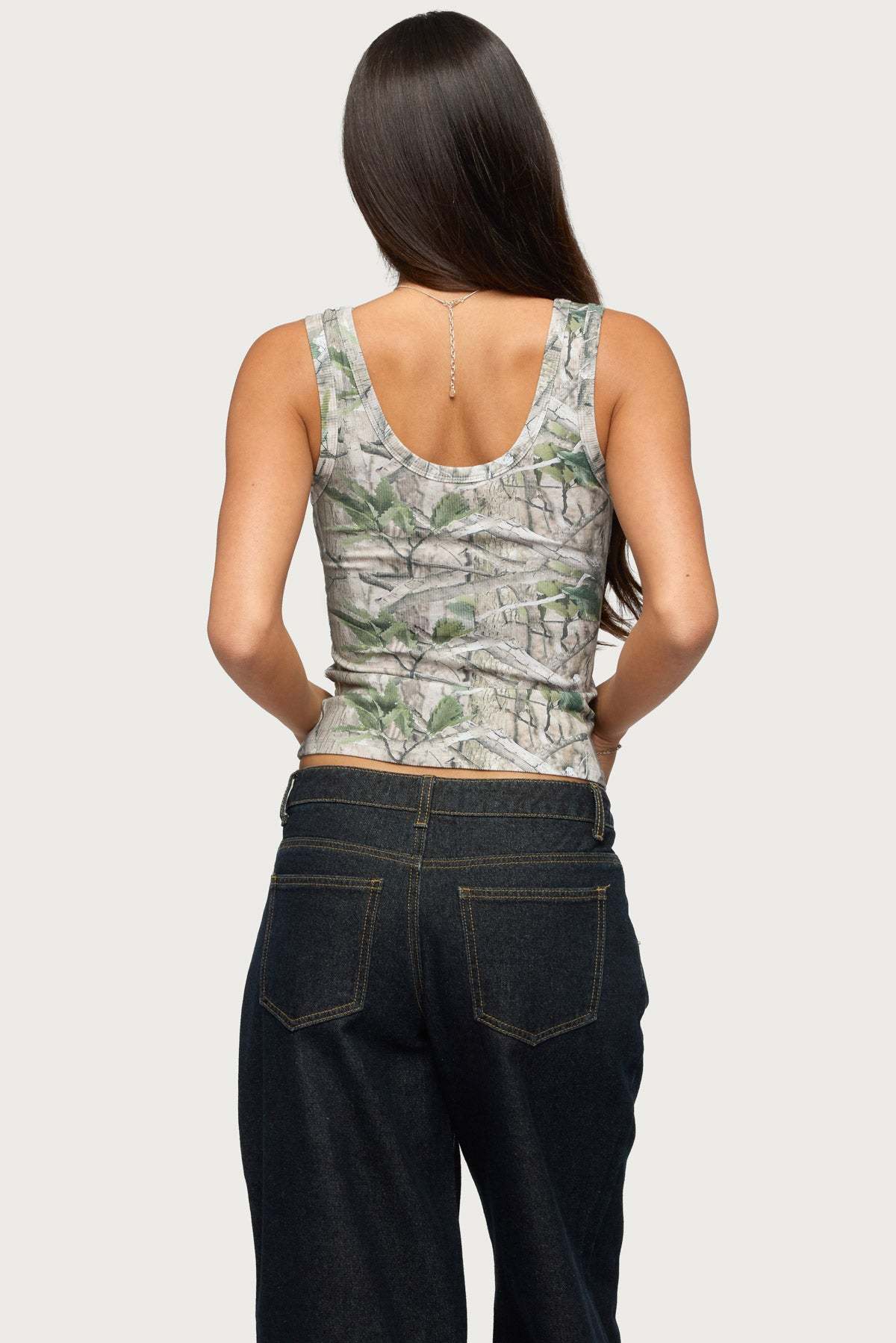 Edikted Girly Ribbed Tank Top - OLIVE
