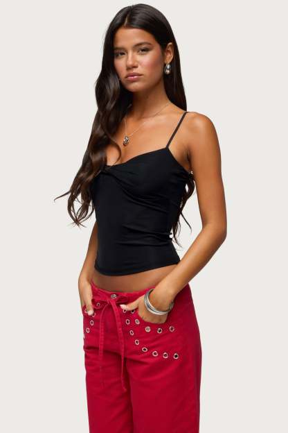 Pyper Twisted Tank Top - BLACK