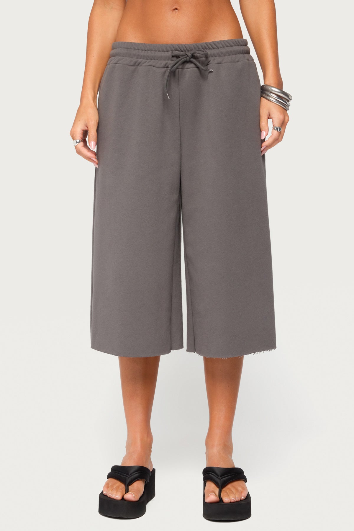 Amika Oversized Bermuda Shorts - DARK-GRAY