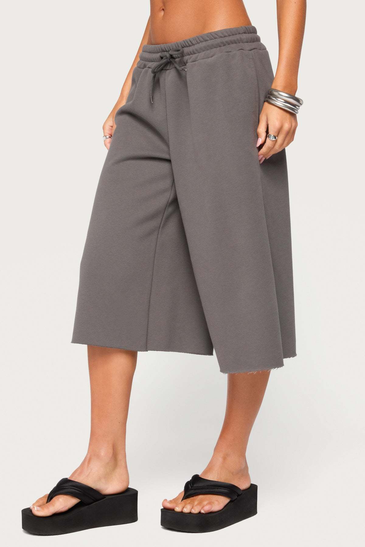 Amika Oversized Bermuda Shorts - DARK-GRAY