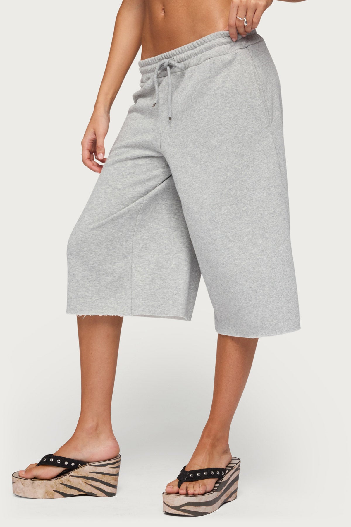 Amika Oversized Bermuda Shorts - GRAY-MELANGE