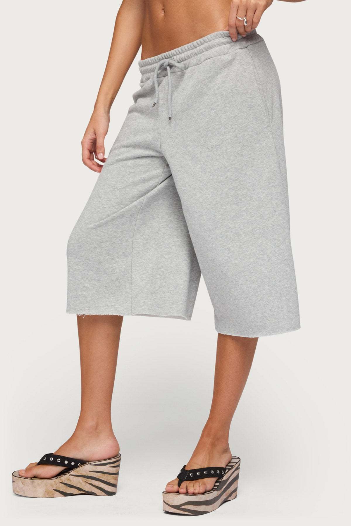 Amika Oversized Bermuda Shorts - GRAY-MELANGE