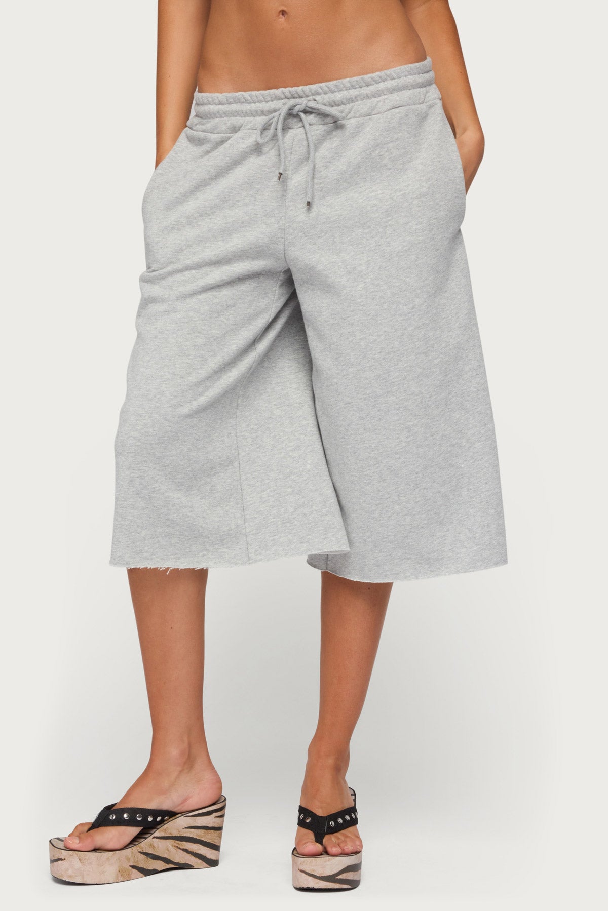 Amika Oversized Bermuda Shorts - GRAY-MELANGE