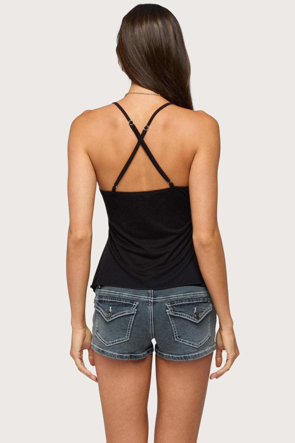 Kirstine Bead Patch Tank Top - BLACK