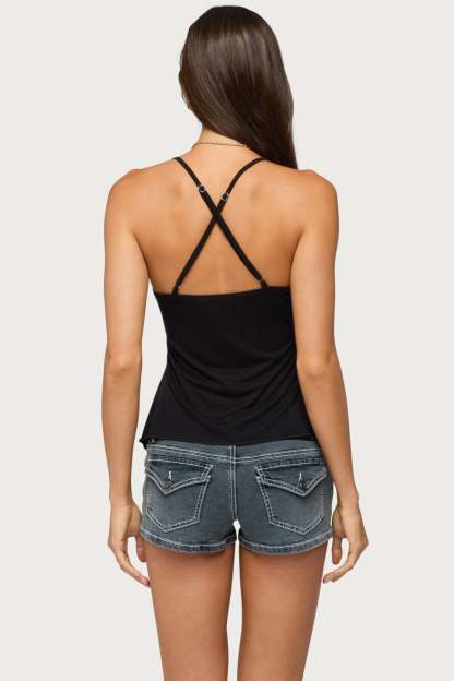 Kirstine Bead Patch Tank Top - BLACK