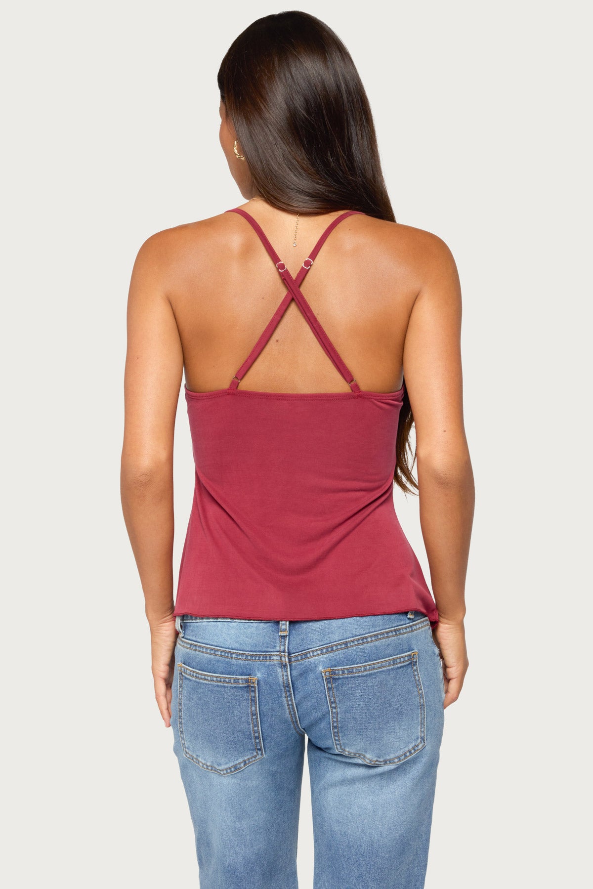 Kirstine Bead Patch Tank Top - BURGUNDY
