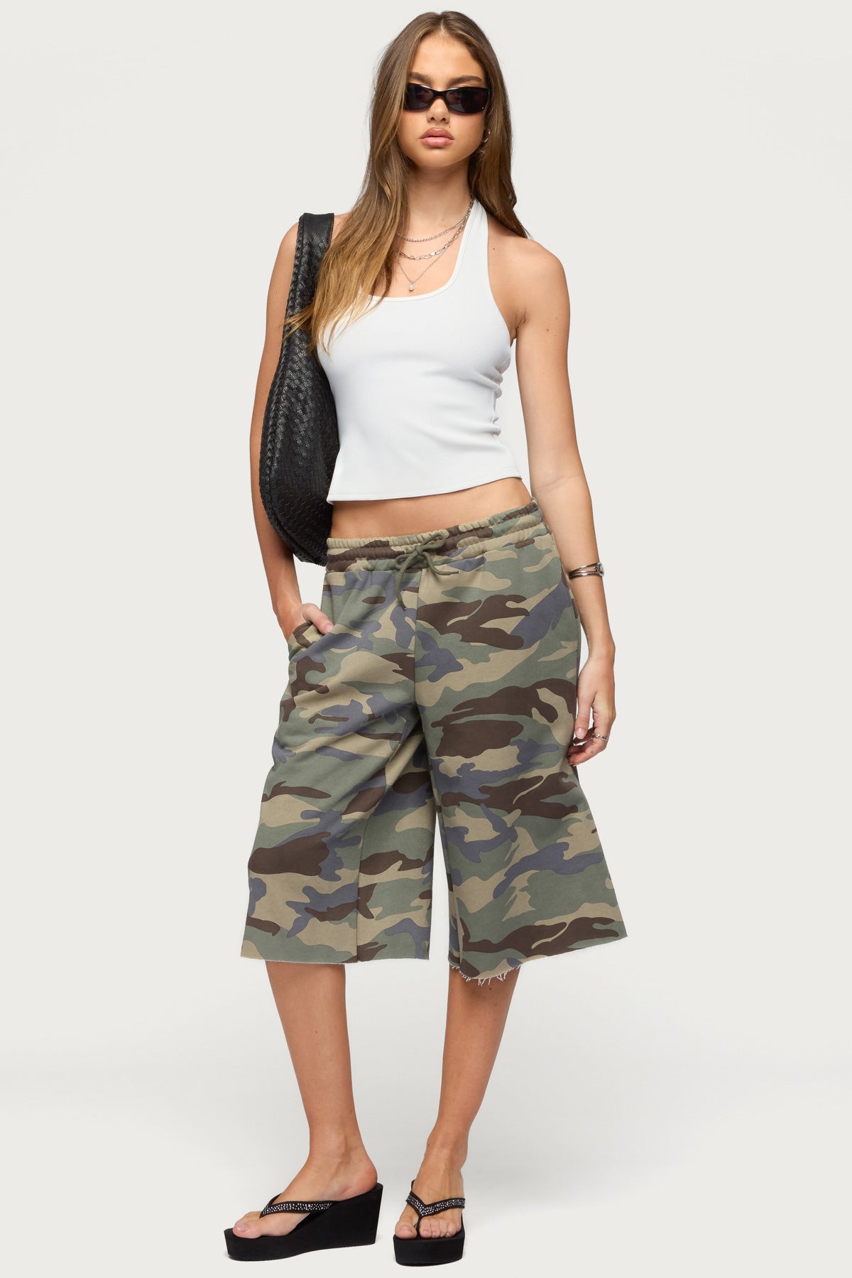 Amika Oversized Bermuda Shorts - OLIVE