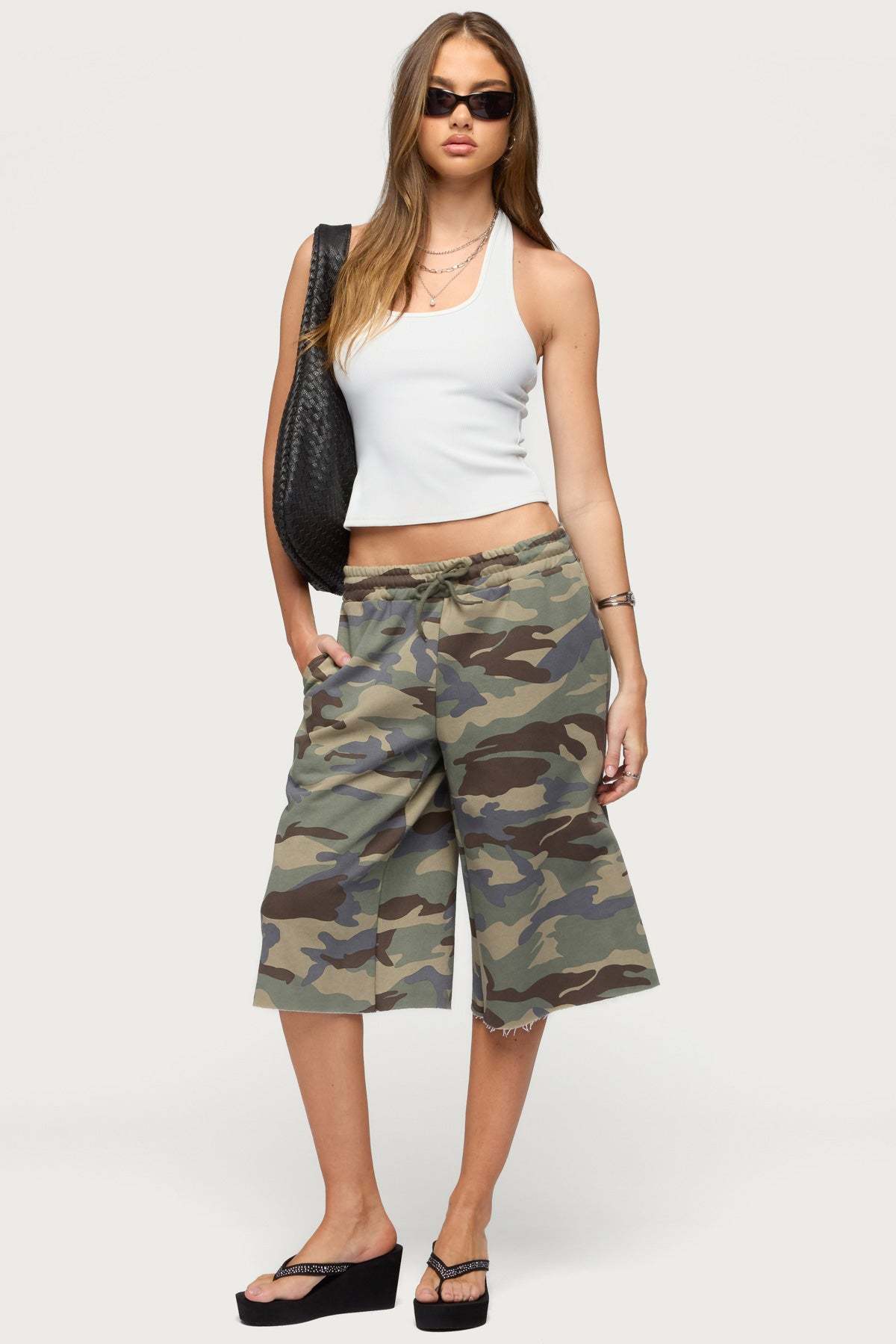 Amika Oversized Bermuda Shorts - OLIVE