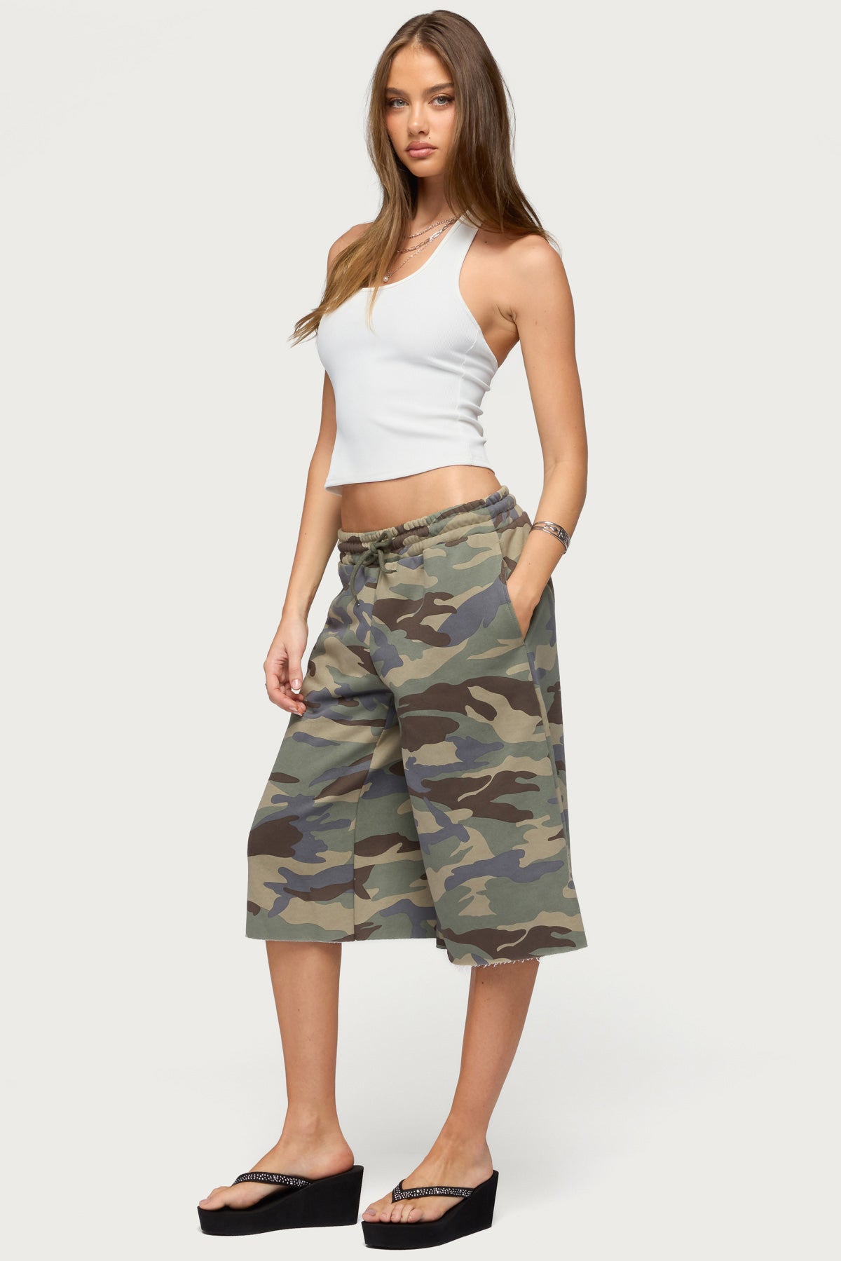 Amika Oversized Bermuda Shorts - OLIVE