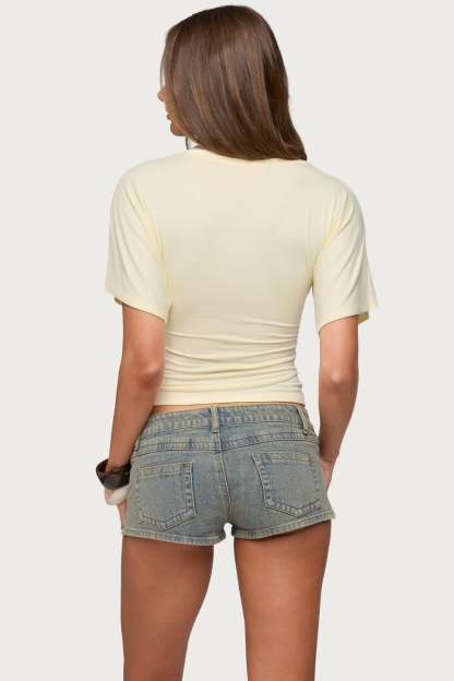 Sully Iridescent Button Wrapped Top - LIGHT-YELLOW