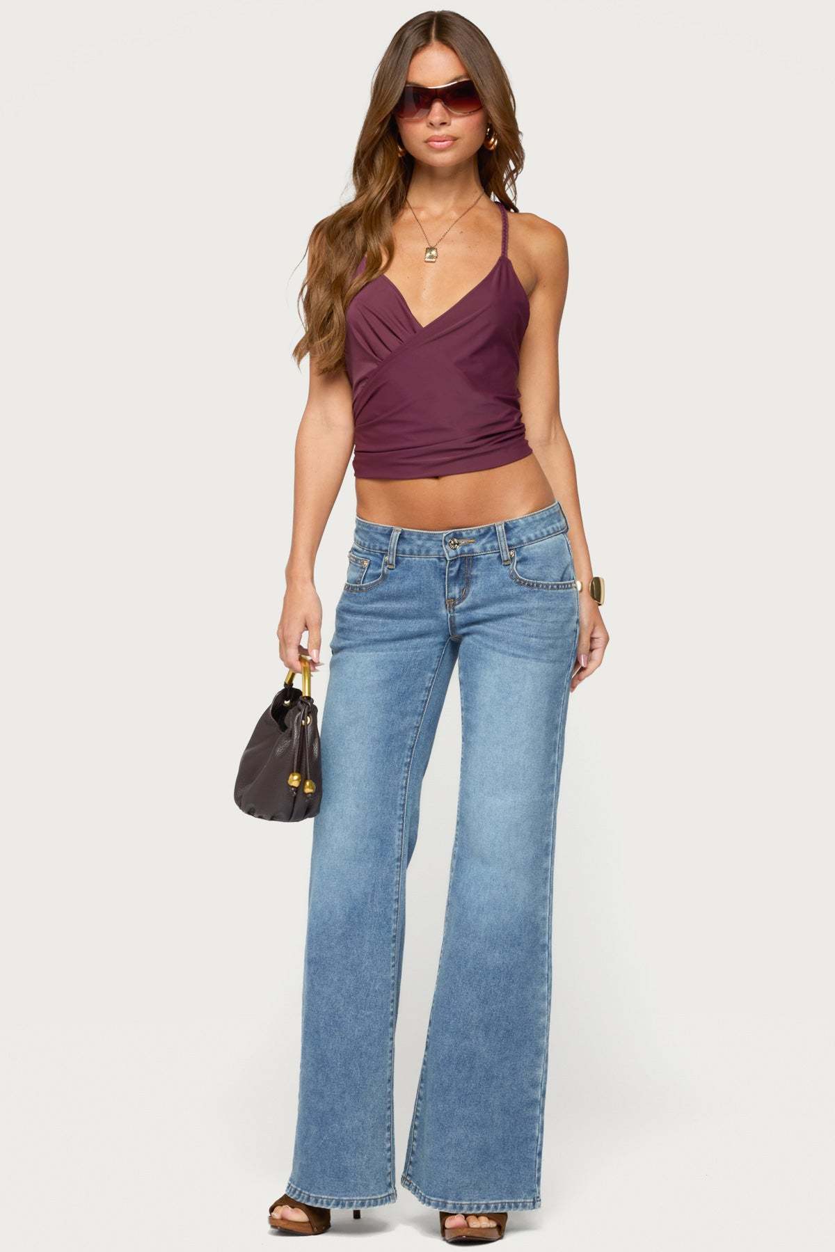Tippie Backless Cowl Neck Top - PLUM
