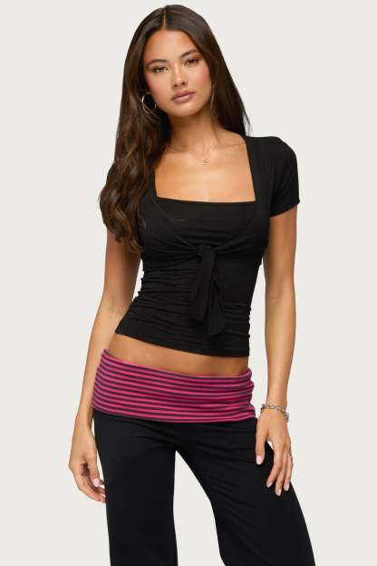 Malka Two Piece Tie Front Top - BLACK