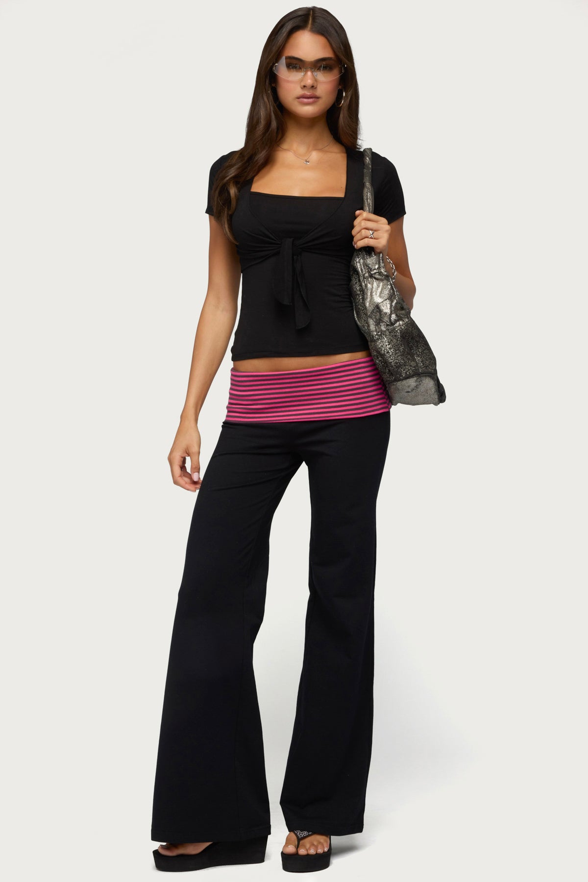 Malka Two Piece Tie Front Top - BLACK