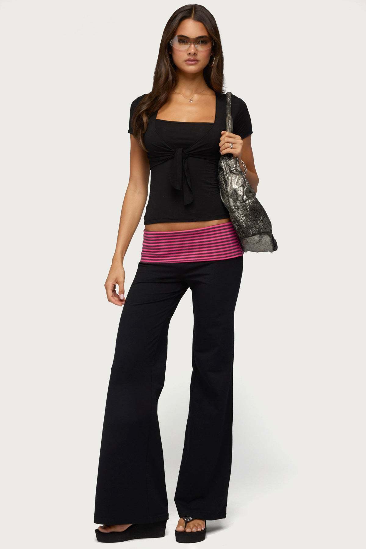 Malka Two Piece Tie Front Top - BLACK