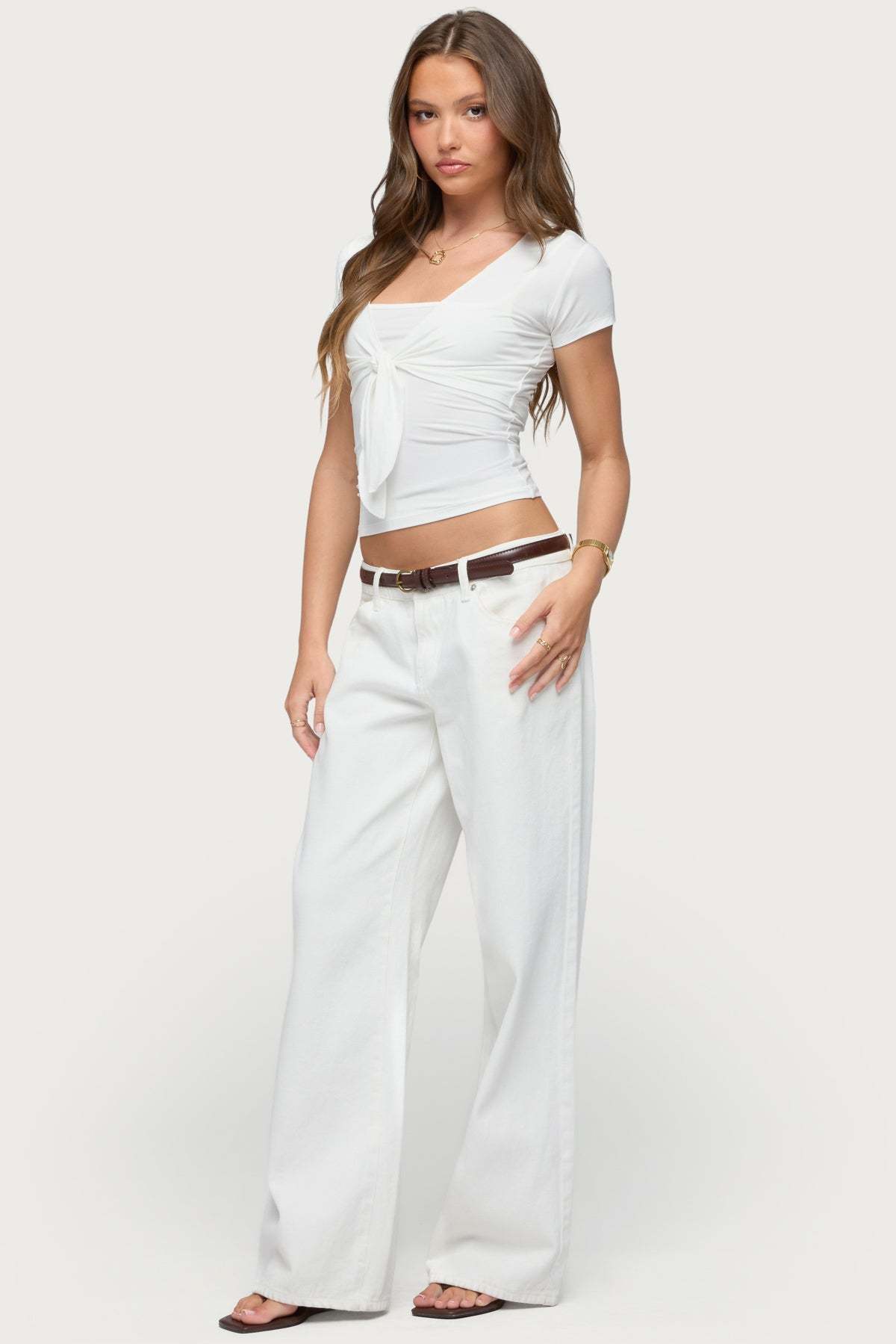 Malka Two Piece Tie Front Top - WHITE