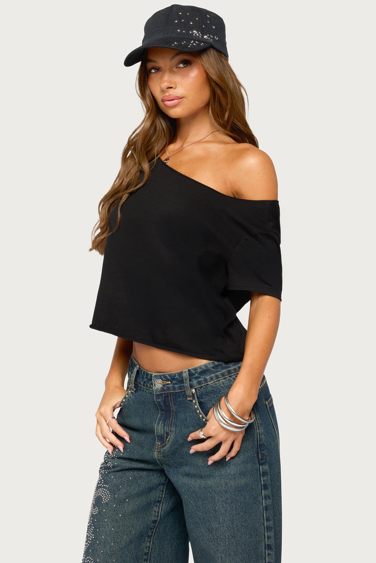 Dosie Off Shoulder Top - BLACK
