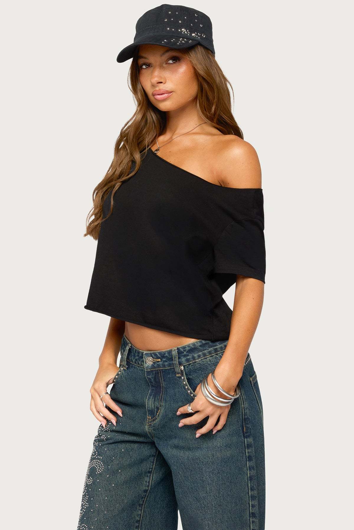 Dosie Off Shoulder Top - BLACK