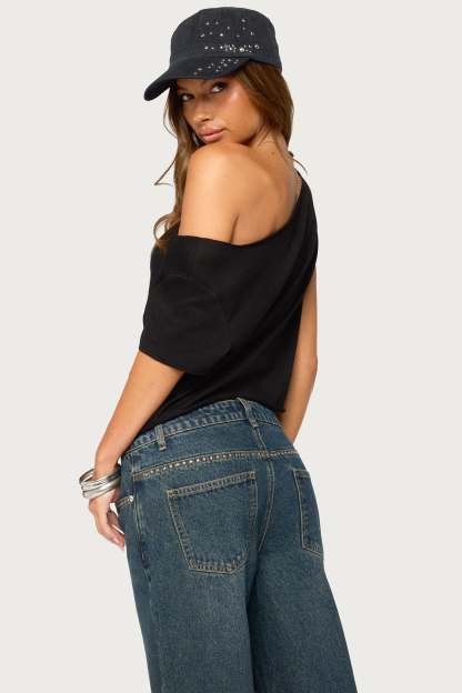 Dosie Off Shoulder Top - BLACK