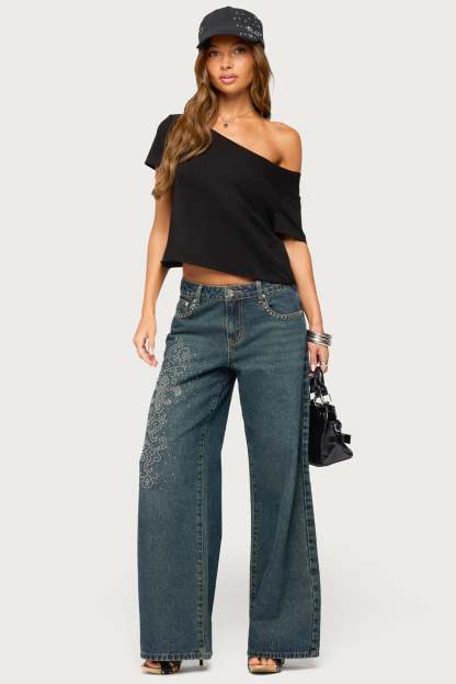 Dosie Off Shoulder Top - BLACK