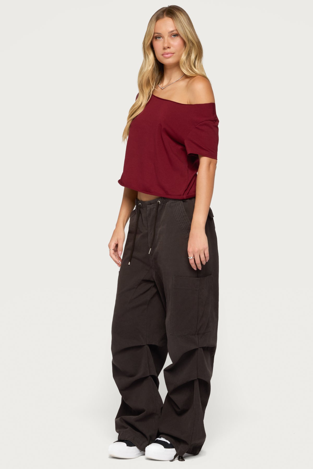 Dosie Off Shoulder Top - BURGUNDY