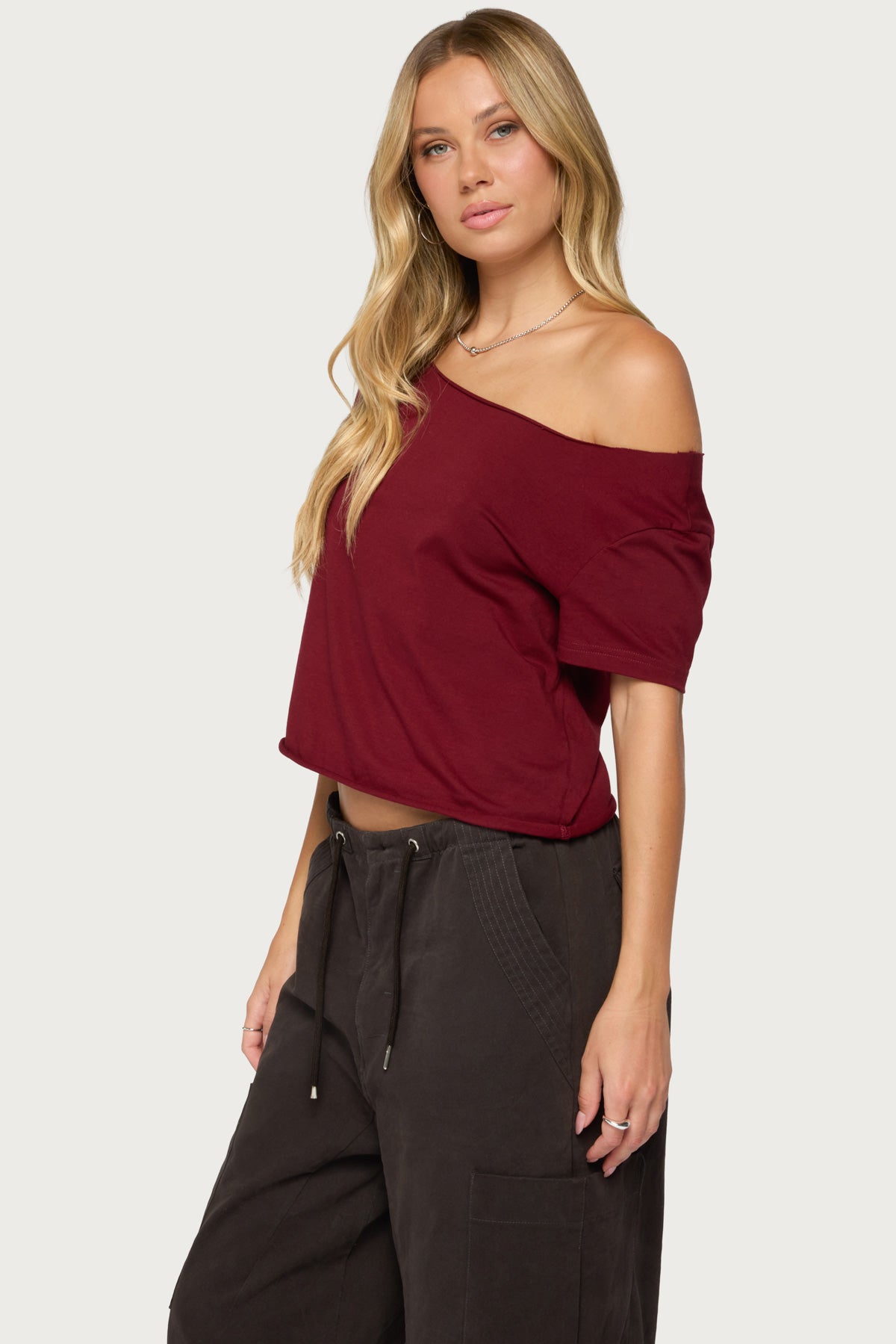 Dosie Off Shoulder Top - BURGUNDY