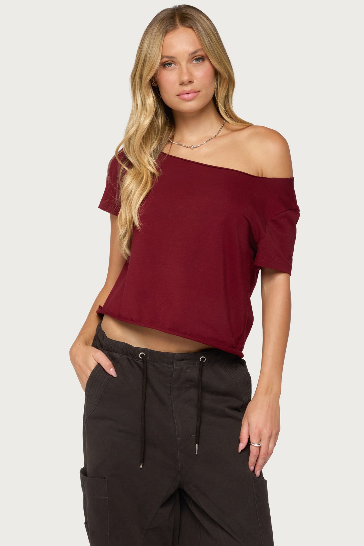 Dosie Off Shoulder Top - BURGUNDY