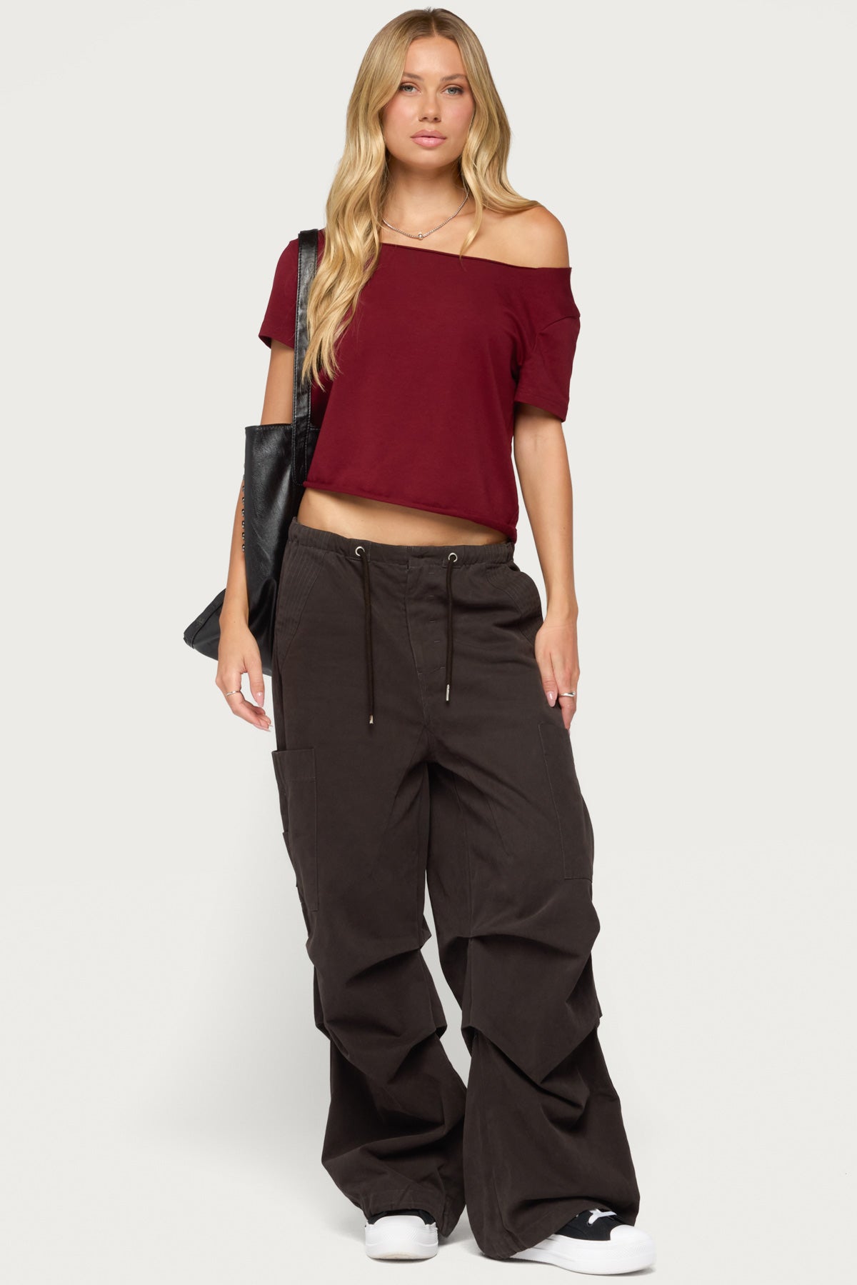 Dosie Off Shoulder Top - BURGUNDY