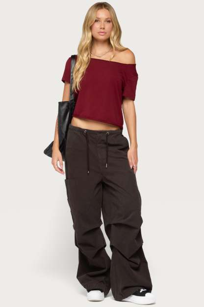 Dosie Off Shoulder Top - BURGUNDY