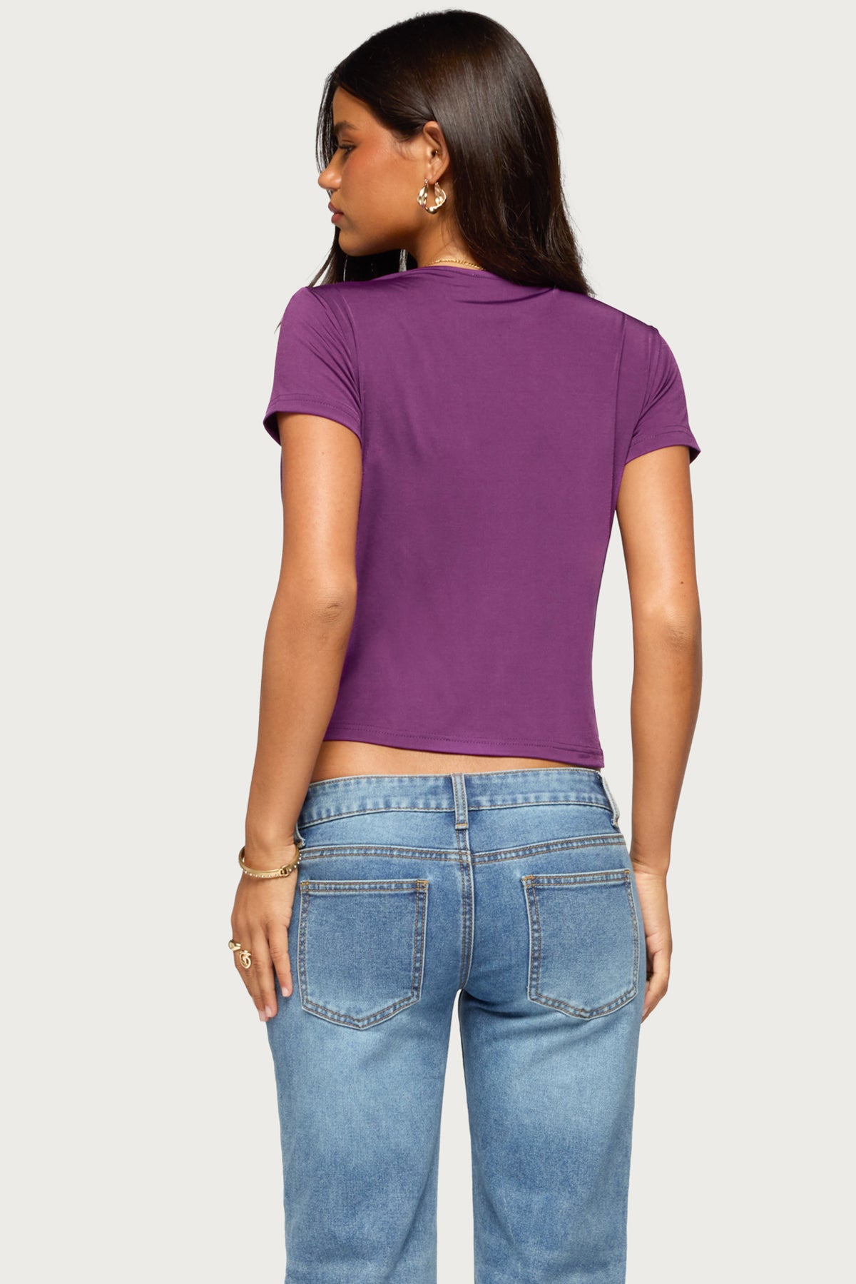 Addie Deep V Twist Front Top - PURPLE