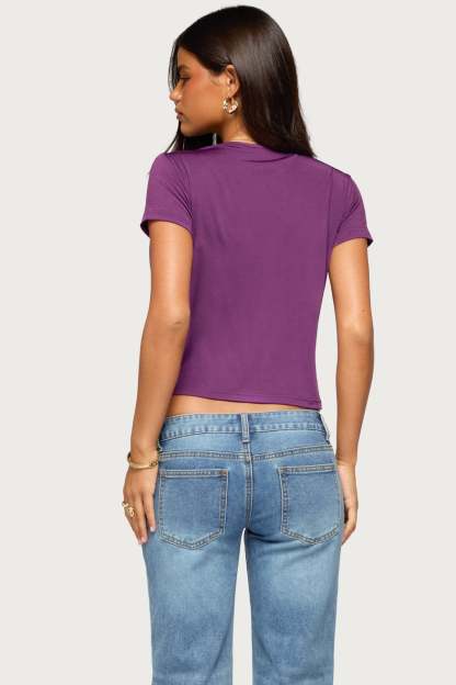 Addie Deep V Twist Front Top - PURPLE