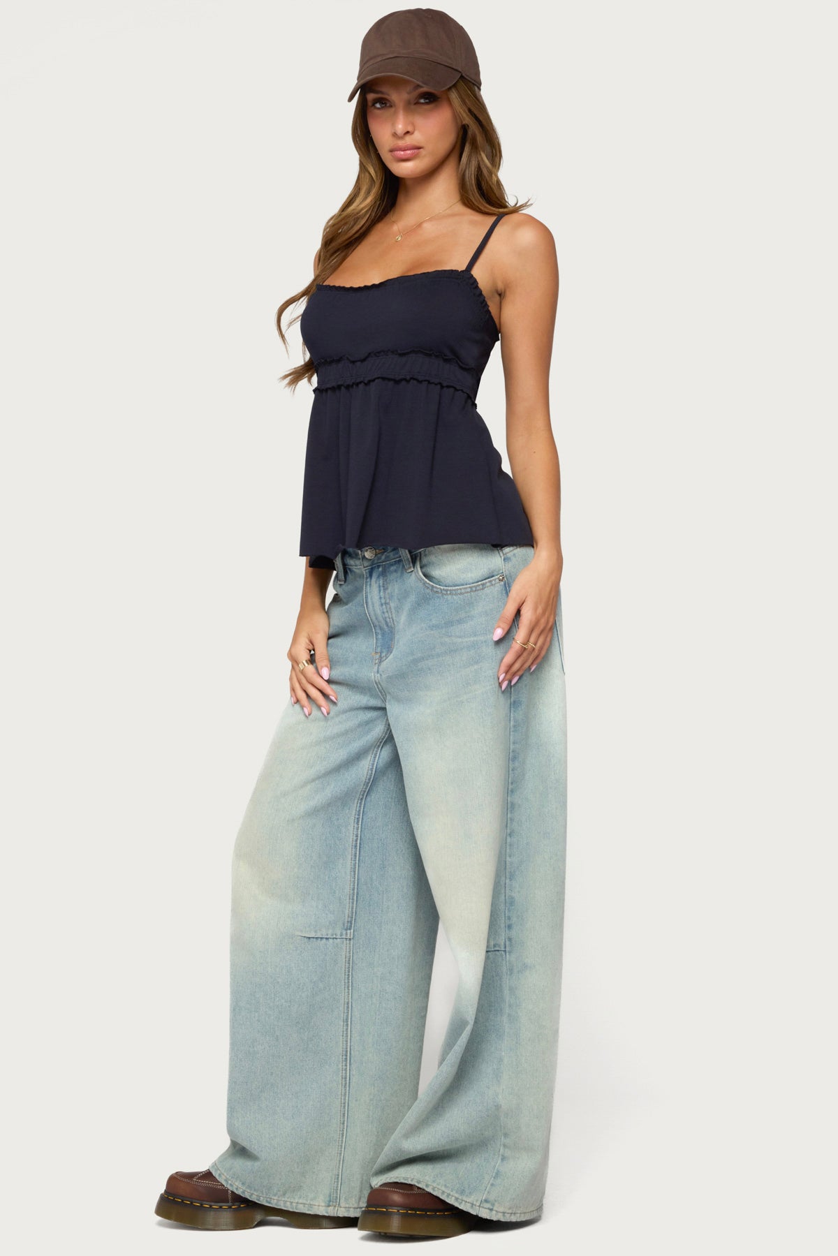 Zepher Lettuce Tank Top - NAVY