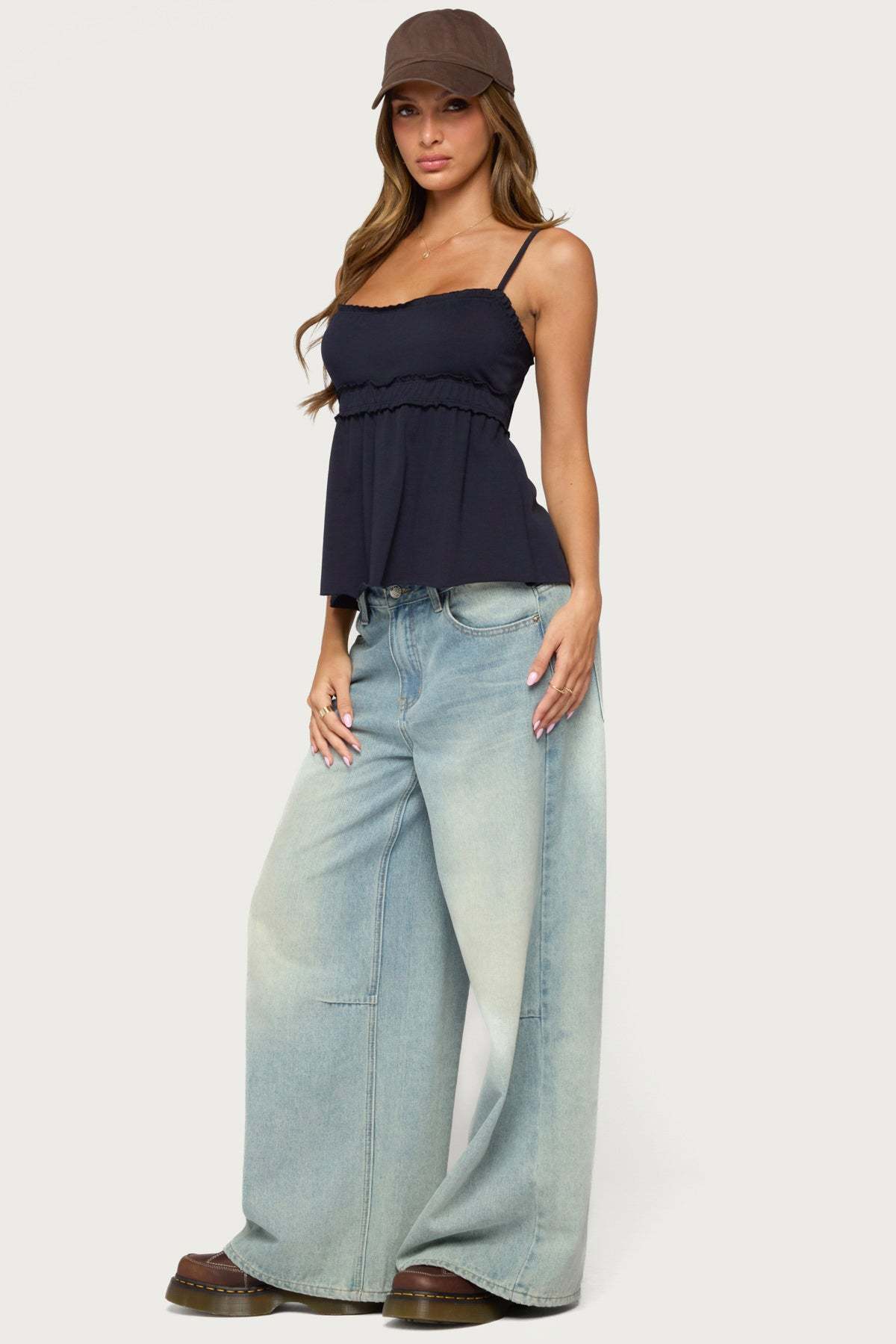 Zepher Lettuce Tank Top - NAVY