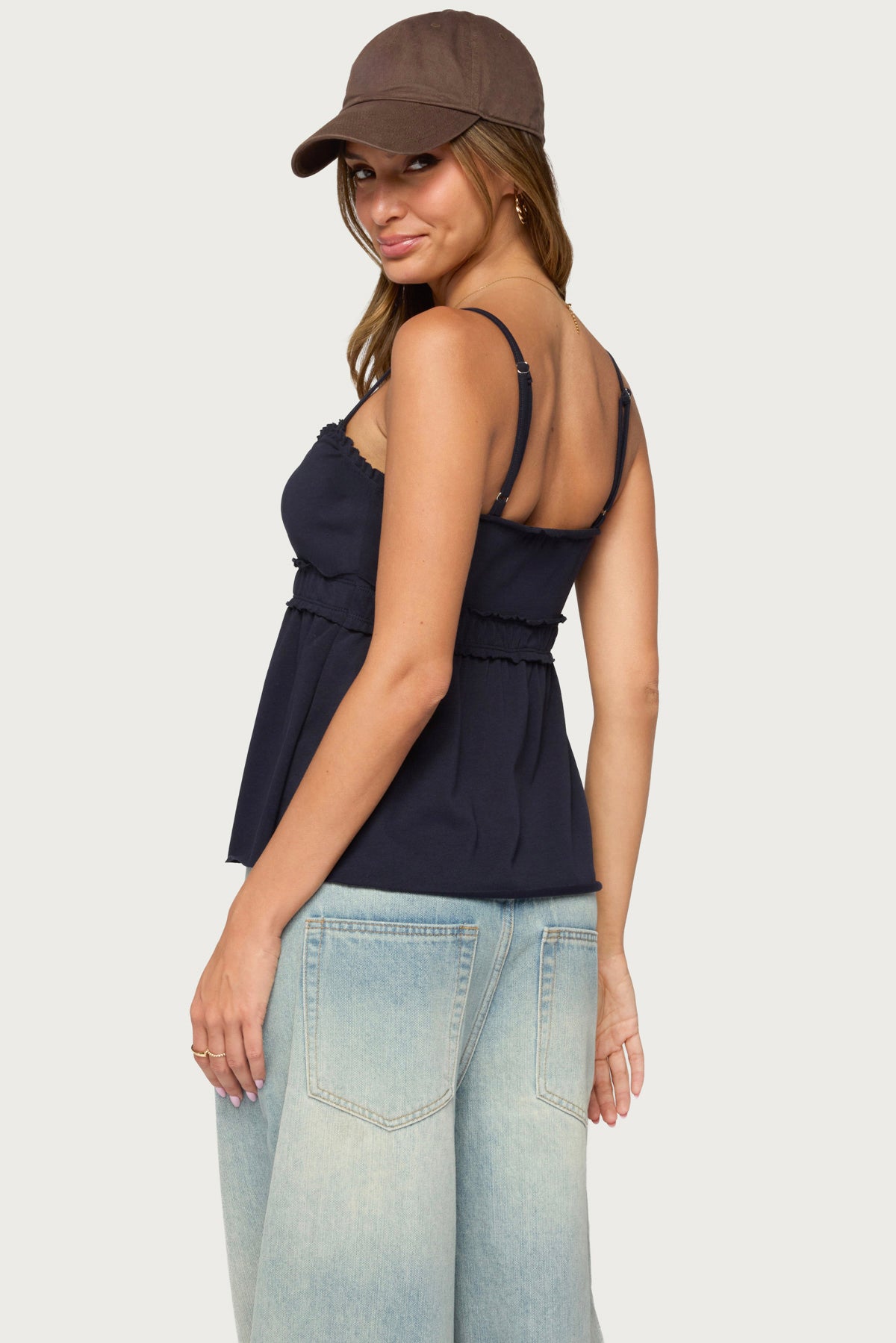 Zepher Lettuce Tank Top - NAVY