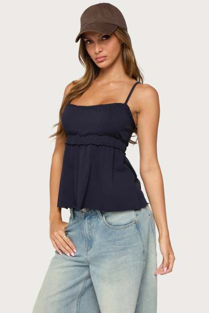 Zepher Lettuce Tank Top - NAVY
