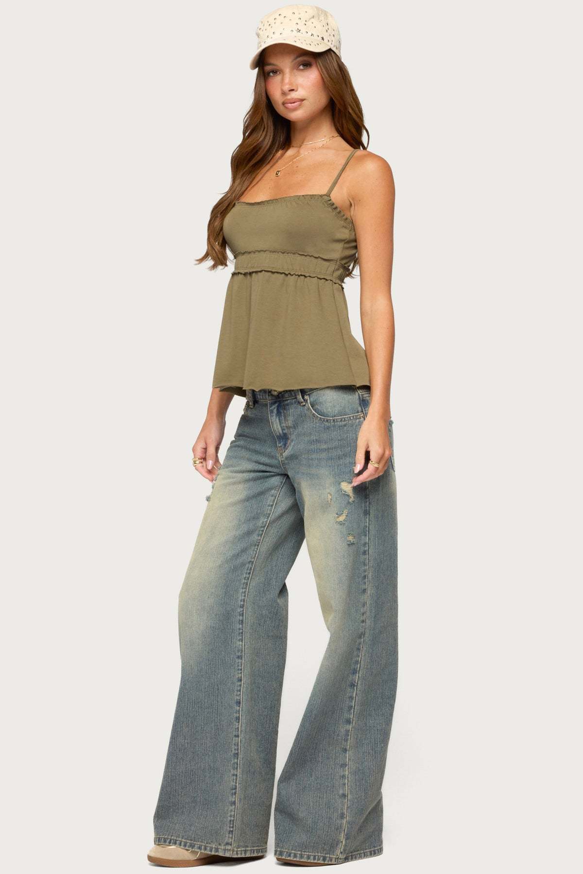 Zepher Lettuce Tank Top - OLIVE