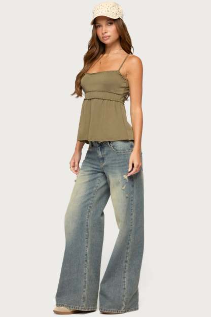 Zepher Lettuce Tank Top - OLIVE