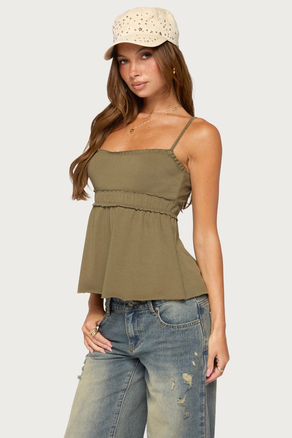 Zepher Lettuce Tank Top - OLIVE