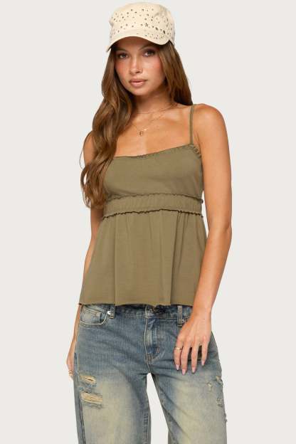 Zepher Lettuce Tank Top - OLIVE