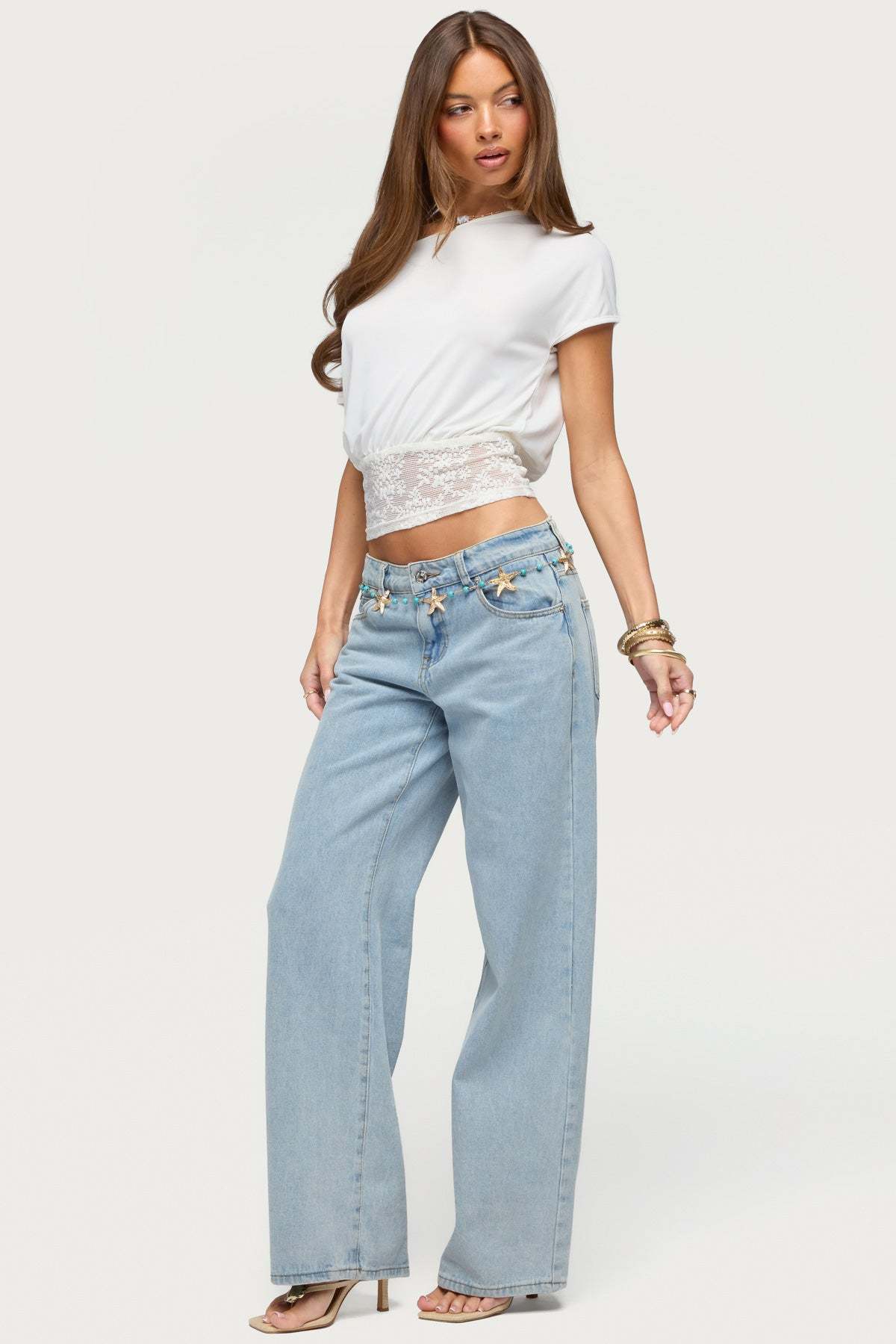 Michy Off Shoulder Lacey Top - CREAM