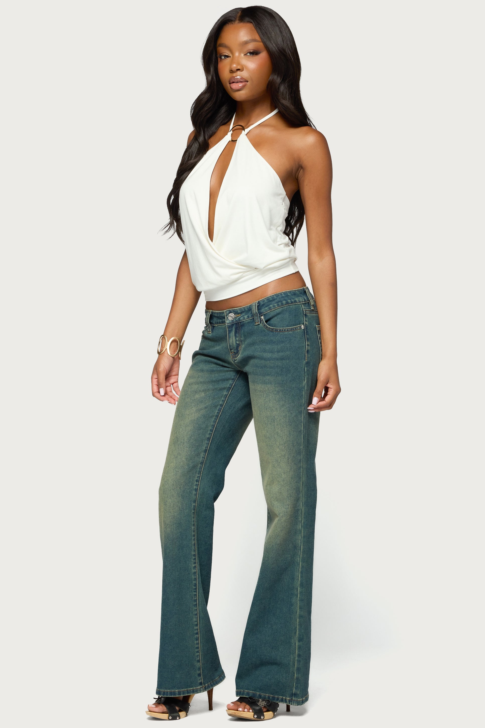 Metta Ring Cutout Halter Top - WHITE