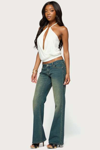 Metta Ring Cutout Halter Top - WHITE