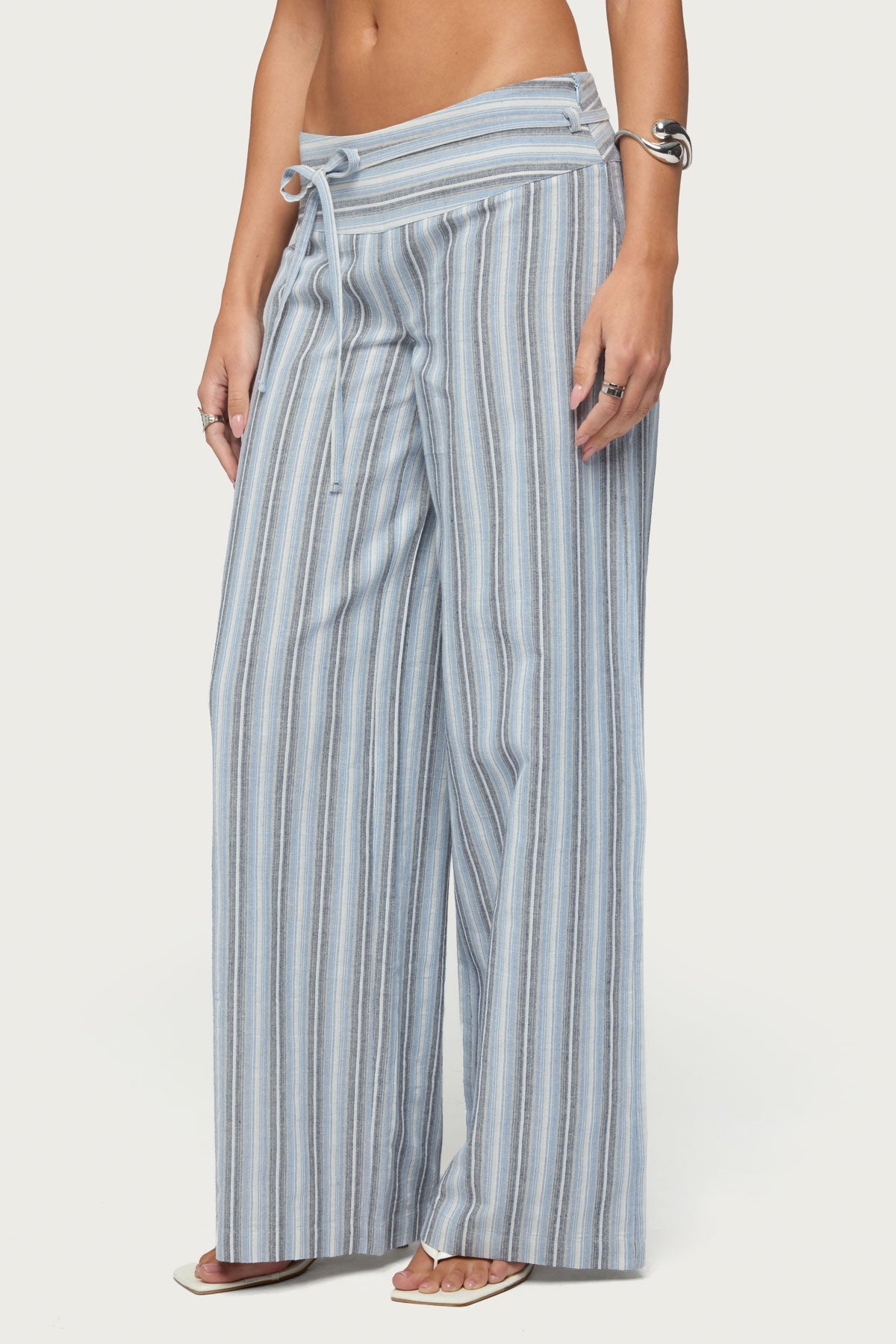 Chera Striped Wide Leg Pants - BLUE