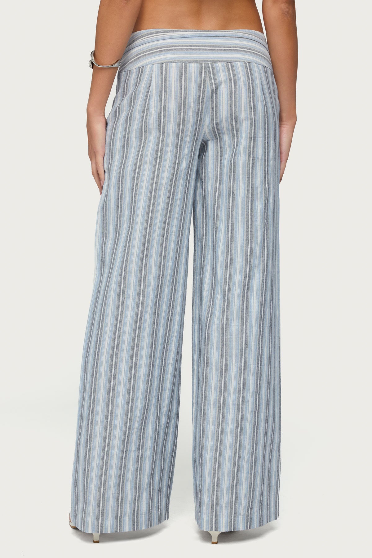 Chera Striped Wide Leg Pants - BLUE