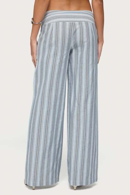 Chera Striped Wide Leg Pants - BLUE